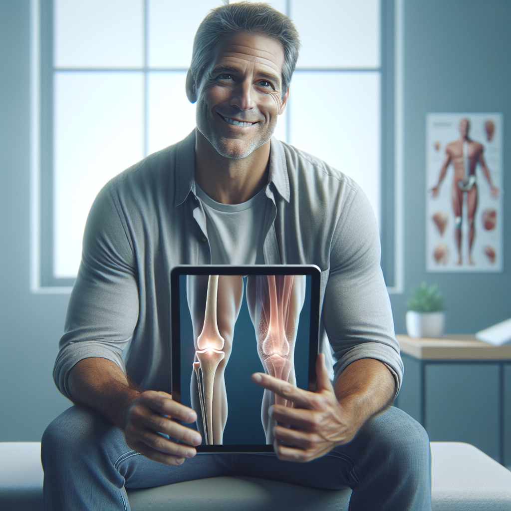 A portrait of Carl Mecklenburg combined with imagery of joint healing, illustrating his personal success story with stem cell therapy.