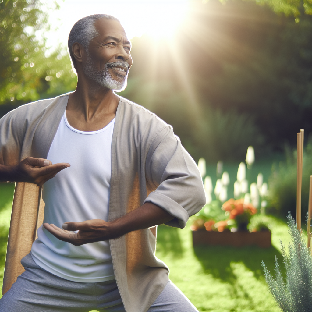 A dynamic image of an active older adult exercising or enjoying outdoor activities, symbolizing overcoming chronic pain with help from regenerative medicine.
